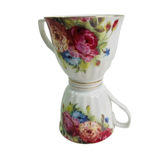 Tea or Coffee Cups Graceware Grace's Teaware Pink Blue Floral Pattern 3" x 3.5" - Picture 5 of 9